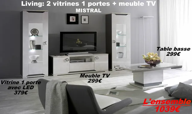  article living 2 vitrines 1 portes meuble tv mistral 2189 php